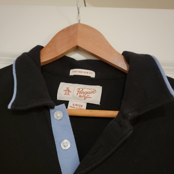Penguin black polo tee. Size Small - Picture 2 of 4